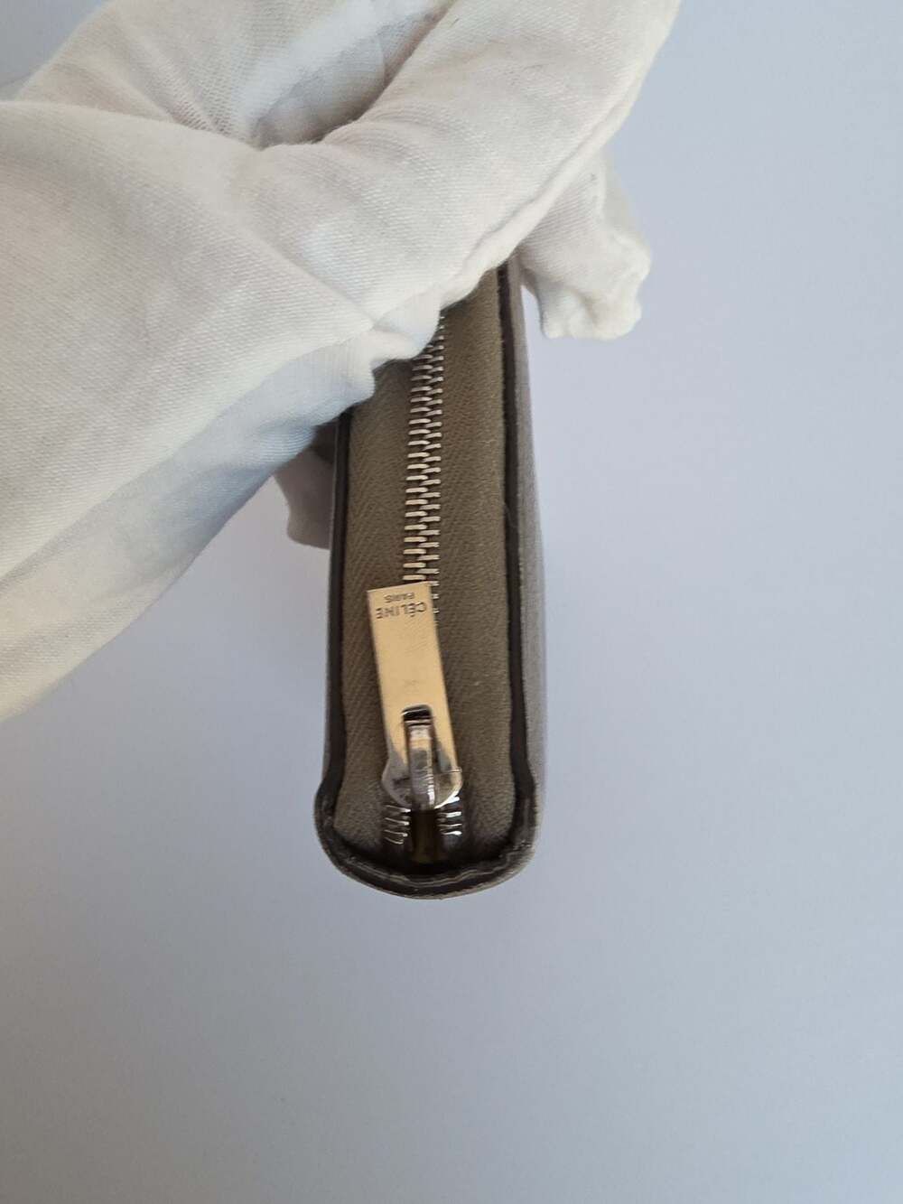 Céline Large Zip Around Multifunction Wallet in Grained Calfskin Taupe and Yello - Picture 12 of 16